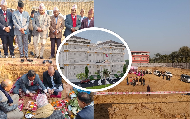 लुम्बिनीमा मन्त्रालयका भवन निर्माण सुरु, ३ अर्ब लागतमा व्यवस्थित संरचना बन्ने
