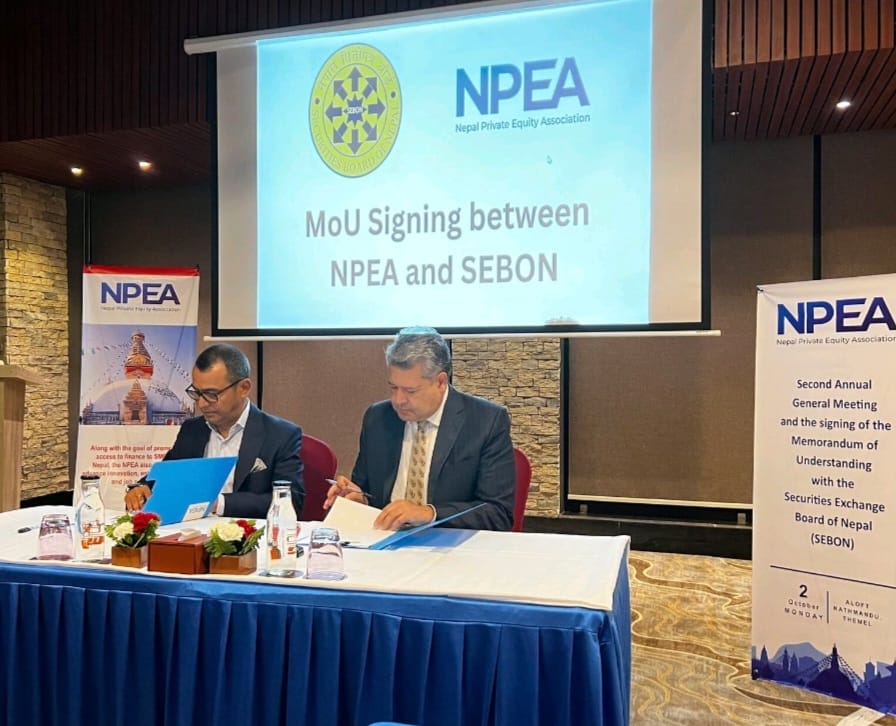 नवप्रवर्तन र उद्यमशीलता सिर्जनामा सहकार्य गर्न धितोपत्र बोर्ड र प्राइभेट इक्विटी एशोसिएसनबीच सम्झौता नवप्रवर्तन र उद्यमशीलता सिर्जनामा सहकार्य गर्न धितोपत्र बोर्ड र प्राइभेट इक्विटी एशोसिएसनबीच सम्झौता