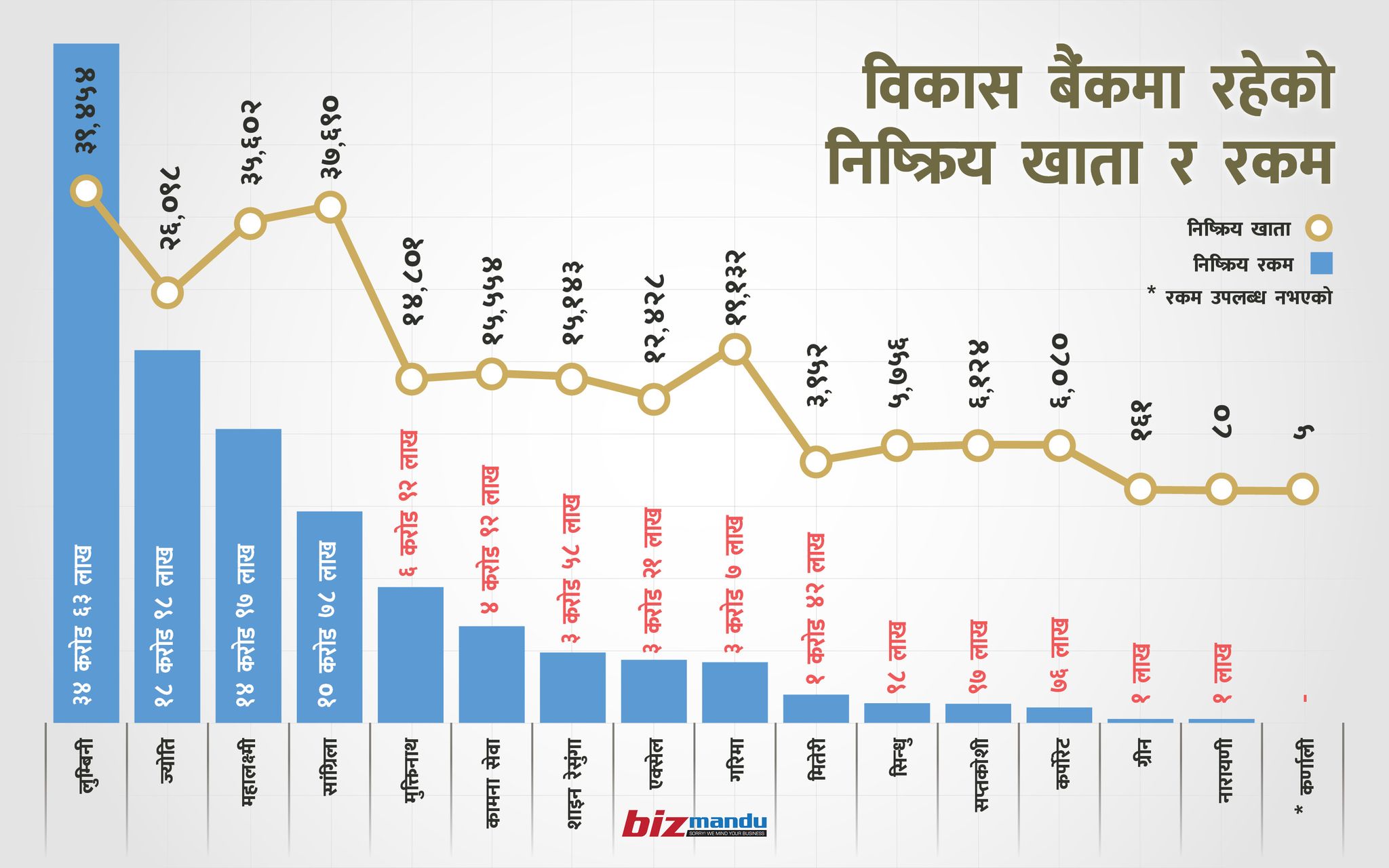 विकास बैंकमा करिब अढाइ लाख खाता निष्क्रिय, १ अर्ब ५ करोड रुपैयाँ बेवारिसे