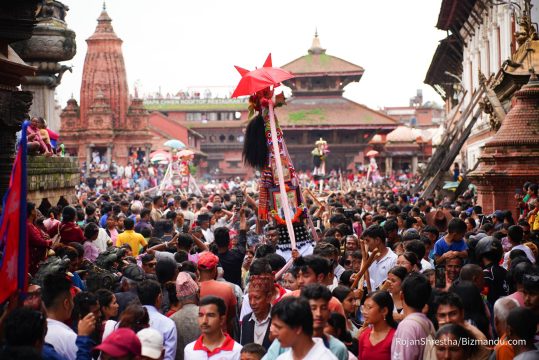 घिन्ताङघिसी त्वाङ्ग : ताहामचा निस्कँदा यस्तो देखियो भक्तपुरमा गाईजात्राको दृश्य