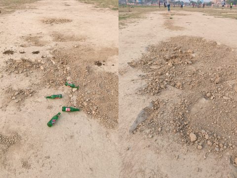 जनकपुरमा रहेको क्रिकेट ग्राउन्डको पिच रातारात खनियो, प्रहरीमा उजुरी
