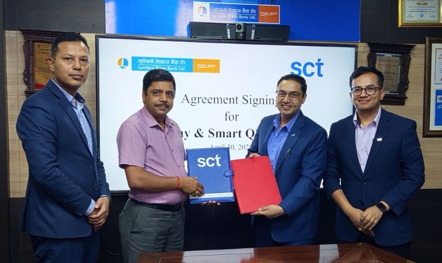 एससीटी र लुम्बिनी विकास बैंकबीच स्मार्ट पे र स्मार्ट क्यूआर सेवा सञ्चालनका लागि सम्झौता एससीटी र लुम्बिनी विकास बैंकबीच स्मार्ट पे र स्मार्ट क्यूआर सेवा सञ्चालनका लागि सम्झौता