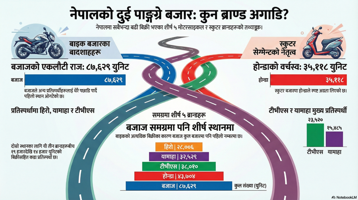 दुई पाङ्ग्रेमा बाइकको कमब्याक, बजाज ‘मार्केट लिडर’ बन्दा अन्य ब्रान्डको अवस्था कस्तो छ?
