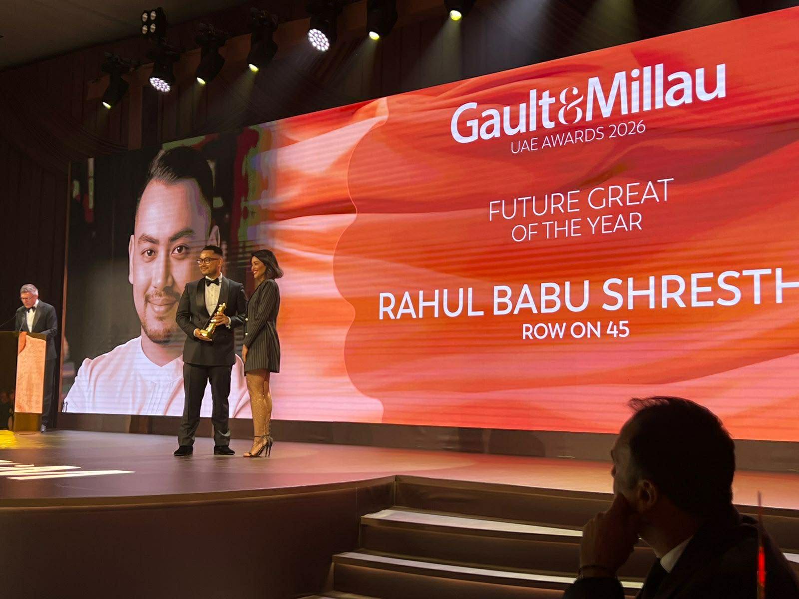 दुबईको चर्चित रेष्टुरेन्टका सेफ राहुलबाबु मध्यपूर्वको ‘फ्युचर ग्रेट अफ दी इयर’बाट सम्मानित
