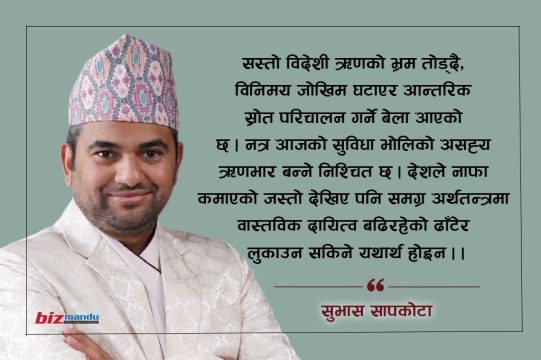 विदेशी ऋणको वास्तविक लागत, विनिमय जोखिम र आन्तरिक स्रोत परिचालनको आवश्यकता