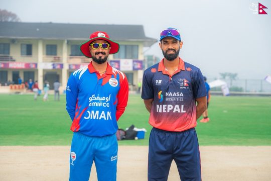 टस हारेर ‌ओमनविरुद्ध पहिला ब्याटिङ गर्दै नेपाल ‘ए’, यस्तो छ नेपालको प्लेइङ ११