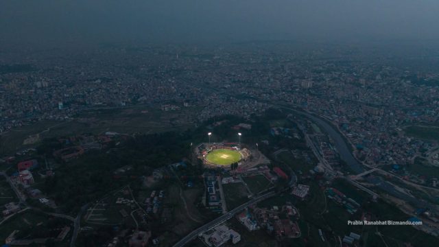 टीयू क्रिकेट मैदानको फ्लडलाटमा नेपालको पहिलो अन्तर्राष्ट्रिय खेल, यस्तो देखियो ड्रोनभ्युमा