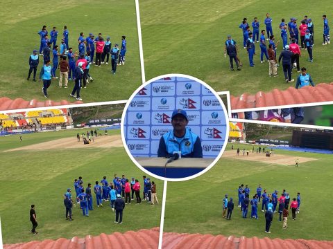 नेपालसँग हारपछि यूएईका खेलाडीको अम्पायरसँग घम्साघम्सी, प्रशिक्षक राजपुतले के भने?