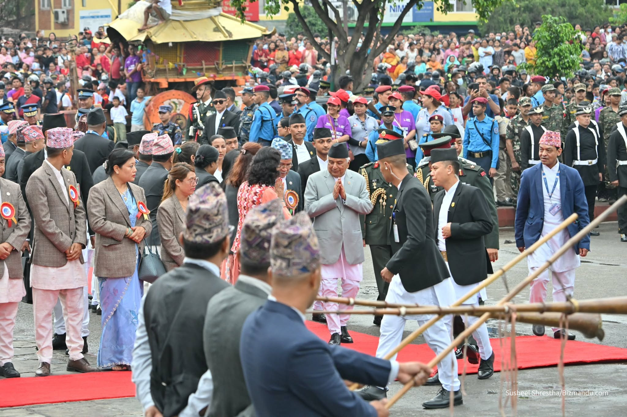 जावलाखेलमा परम्पराअनुसार भोटो प्रदर्शन, राष्ट्रपति पौडेल र प्रधानमन्त्री शाह पनि उपस्थित