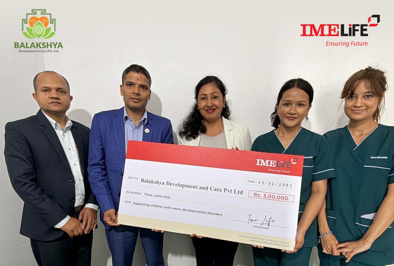 आईएमई लाइफ इन्स्योरेन्सद्वारा बालक्ष्य डेभलपमेन्ट एण्ड केयरलाई सहयोग