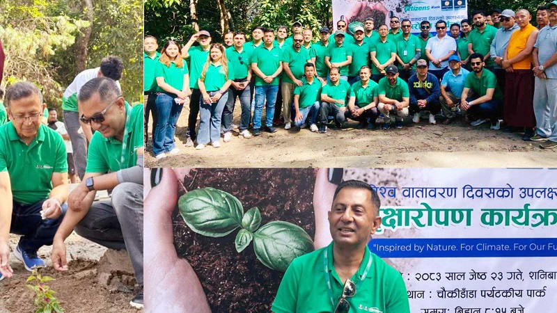 सिटिजन्स बैंकको १ खाता, १ रुख अभियान : विश्व वातावरण दिवसको अवसरमा वृक्षारोपण