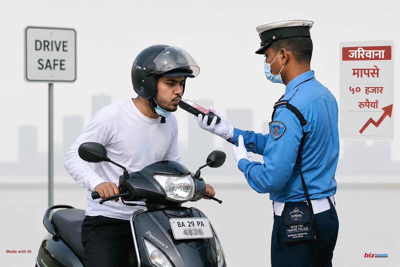 ट्राफिक नियम उल्लंघनप्रति निर्मम बन्दै सरकार, मापसे गरेर सवारीसाधन चलाउनेलाई ५० हजार जरिवाना