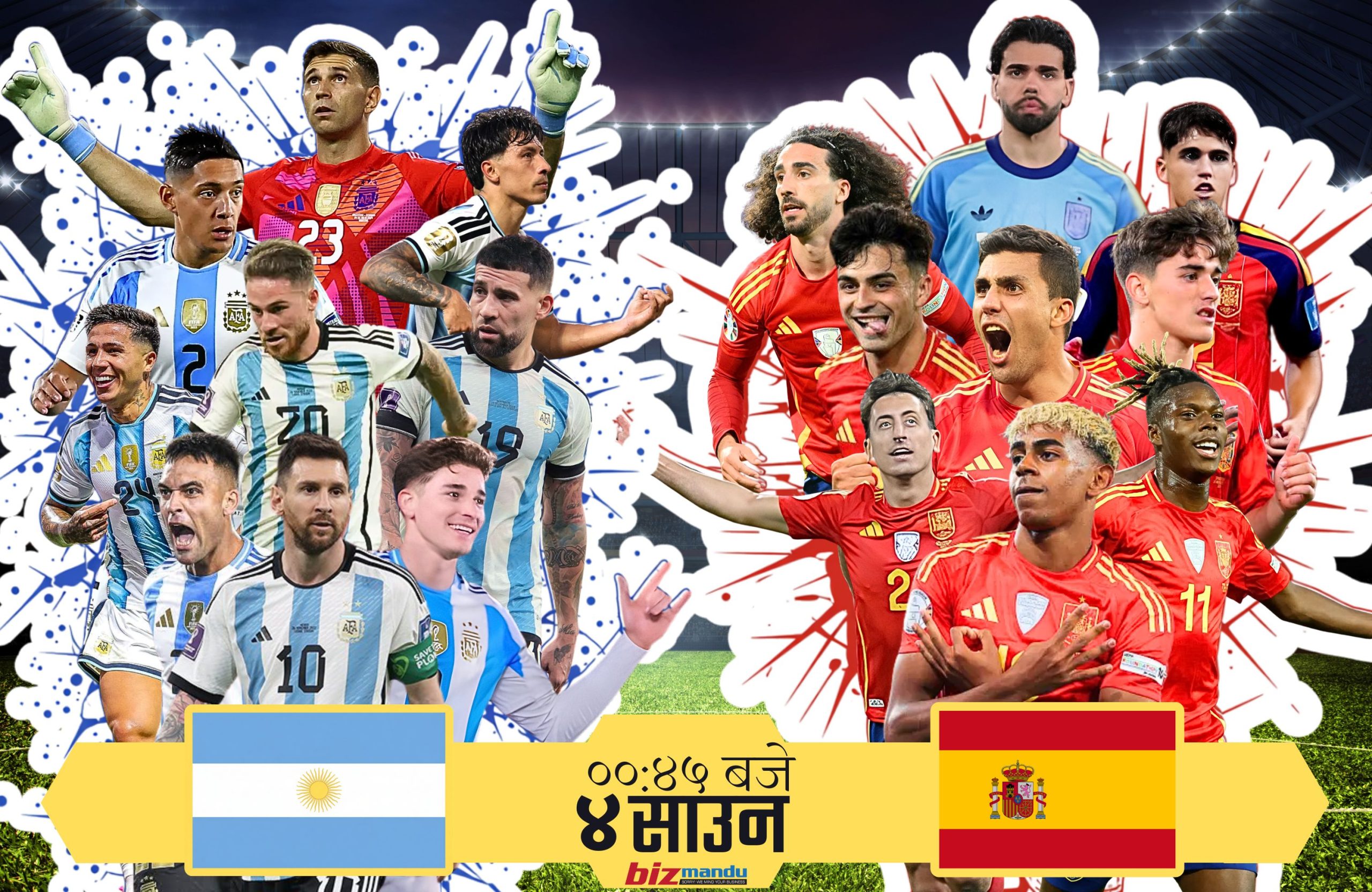 युरो च्याम्पियन स्पेनलाई कोपा अमेरिका विजेता अर्जेन्टिनाको चुनौती, कसको पल्ला भारी?