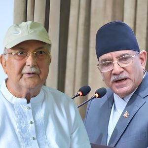 छोरीज्वाइँमाथि अख्तियारले अनुसन्धान थालेपछि गुन्डु पुगेका प्रचण्डलाई ओलीले सुनाए आफ्नै गुनासो