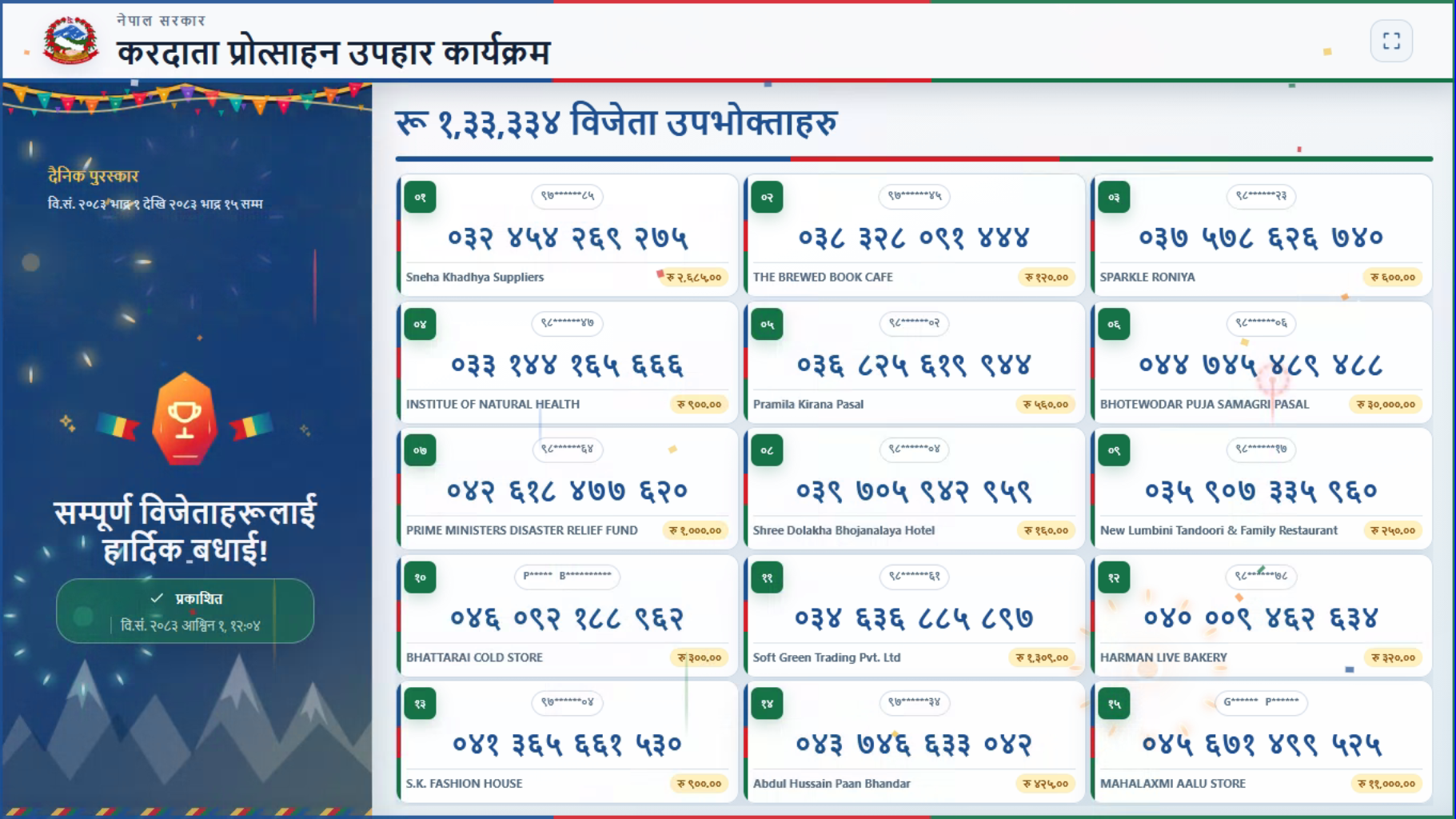 राहत कोषमा अनलाइनमार्फत सहयोग गर्दा विजेता छनोट, पुरस्कार रकम भने नपाउने