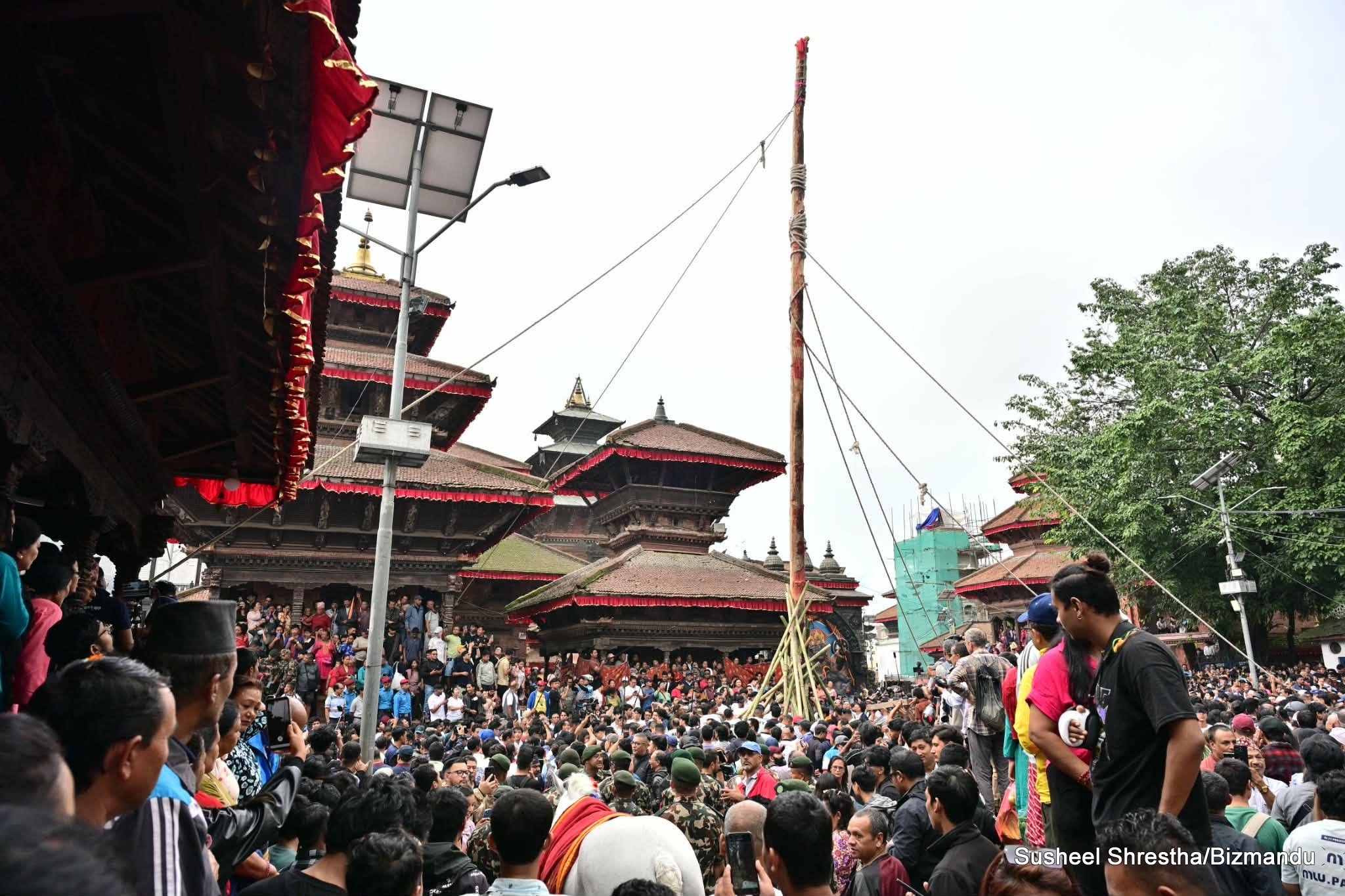 यसिँ ठड्याएसँगै इन्द्रजात्रा सुरु, हनुमानढोकामा यस्तो देखियो जात्राको उत्सव