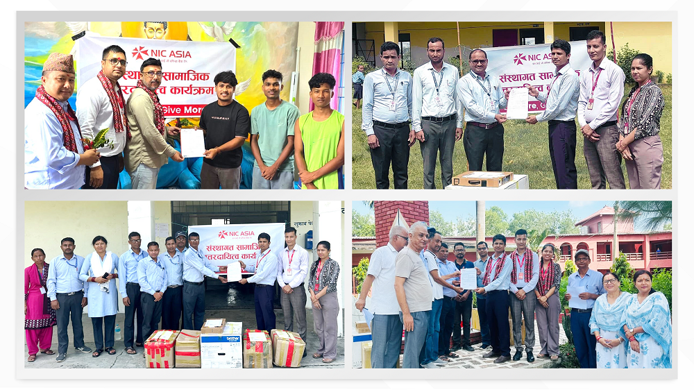 एनआइसी एसिया बैंकले कैलालीका तीन विद्यालयलाई दियो ल्यापटप, कम्प्युटर र प्रिन्टर