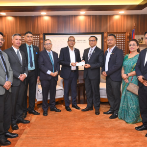 एनएमबि बैंकले बाढी प्रभावितको पुनर्स्थापनाका लागि सरकारलाई दियो ३ करोड ५१ लाख