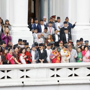 राष्ट्रपति पौडेलले वसन्तपुरमा अवलोकन गरे इन्द्रजात्रा, महिला मन्त्रीहरु सजिए हाकुपटासीमा