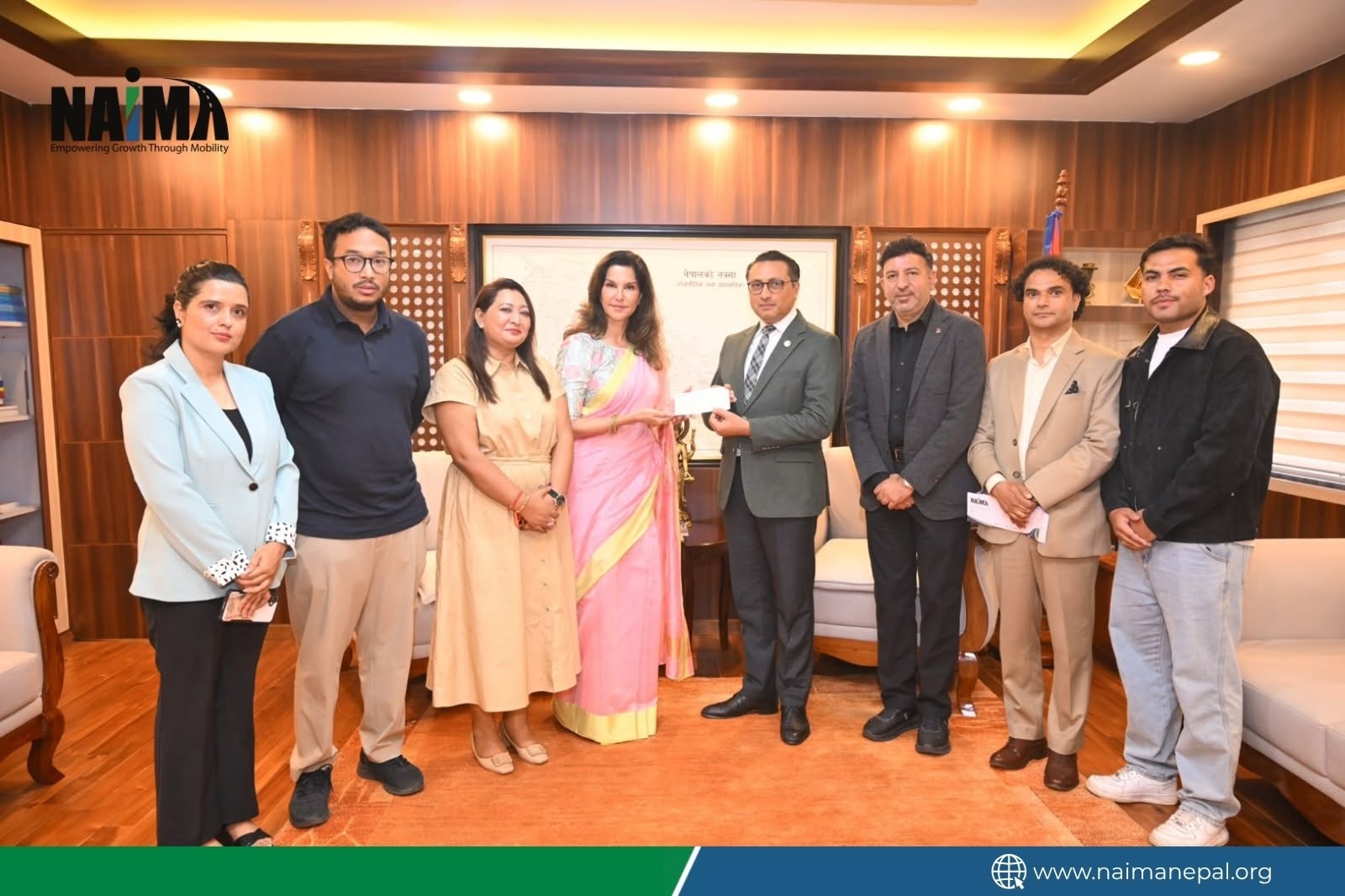 नाइमाद्वारा प्रधानमन्त्री दैवी प्रकोप उद्धार कोषमा ५० लाख रुपैयाँ हस्तान्तरण